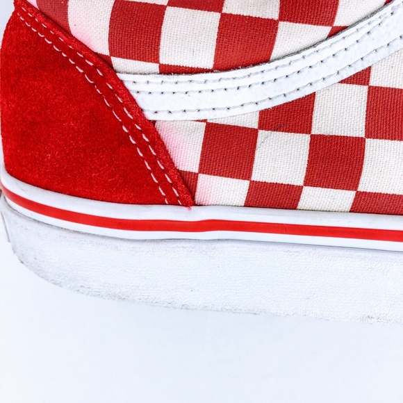 Vans Old Skool Sk8 Low Suede Checkerboard Skate Shoes White Red Mens Sz 10.5 - Picture 12 of 15